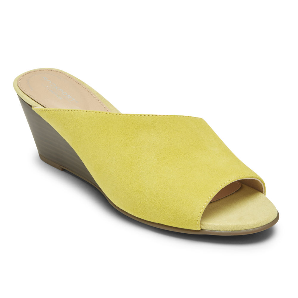 Rockport Womens Slides Yellow - Total Motion Taylor Asymmetrical - UK 027-MKNEFS